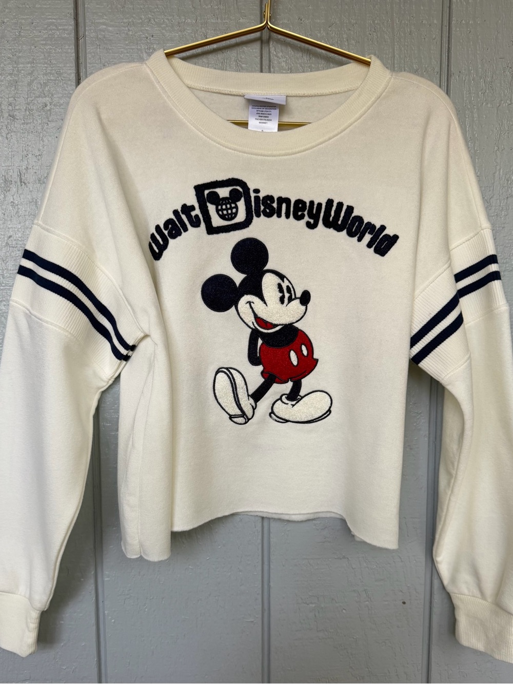 New ! Disney Women's Cream size S  Mickey Mouse embroidered Sweatshirt soo comfy